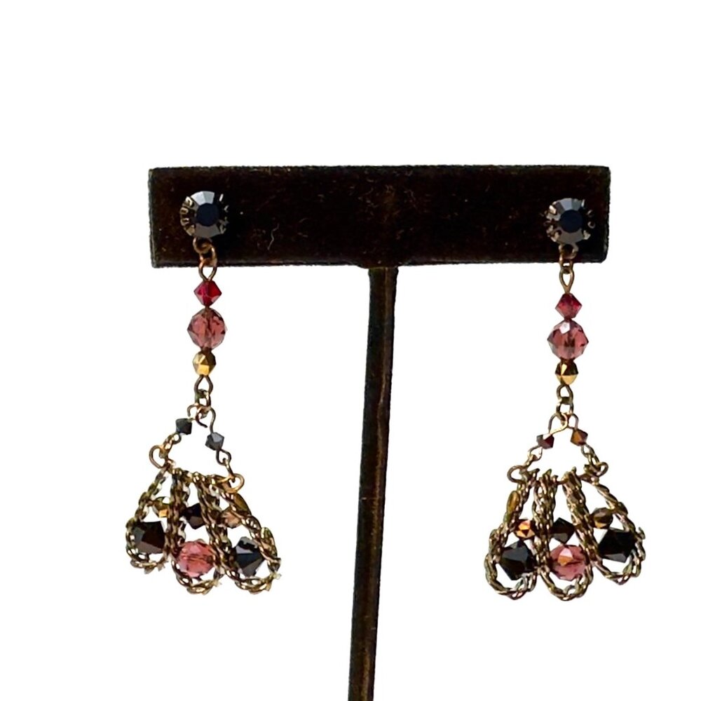 Vintage 1990s Erickson Beamon Crystal Fan Earrings EUC